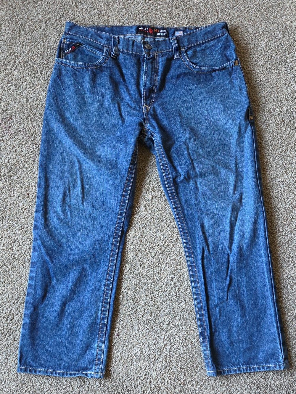 Ariat Men's Loose Straight Leg Jeans in Blue Denim
